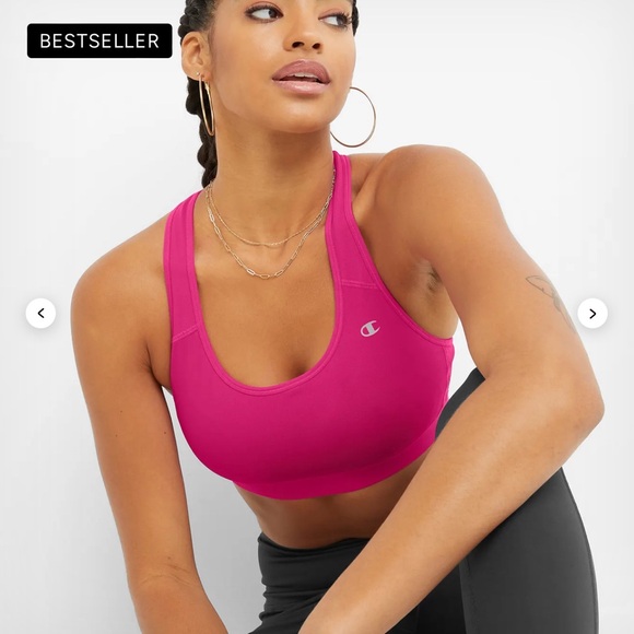 New Champion Compression Sports Bra, C Logo color Fantastic Fuchsia M/L - Picture 4 of 7
